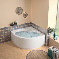 Baignoire d'angle balnéo acrylique BERTILLE MIXTE PREMIUM|Lapeyre