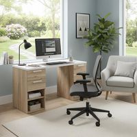 Bureau chêne Halifax/blanc L.150 cm Pléiade | Lapeyre