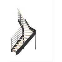 Escalier Estelle quart-tournant intermédiaire rampe Fera main bois