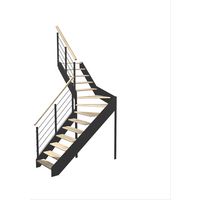 Escalier Estelle quart-tournant intermédiaire rampe Epure tubes inox