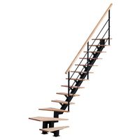 Escalier STUDIO Qt bas métal std marches hêtre brut avec rampe H.274 D Main Image