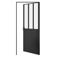 Porte 1/2 vitrée CREATIVE verrière atelier NOIR - Poussant D - H.204 x l.90 Main Image