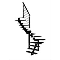 Escalier Elliot 2/4 t. inter chêneLCA Noir H.274 R.180 Gauche Main Image