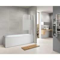 Pare baignoire LUY 1 volet pivotant H.130 x l.75 verre sérigraphié profil blanc Main Image