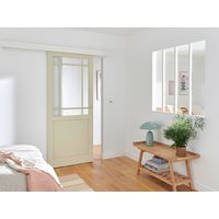 Porte coulissante Ron chêne plaqué 9 carreaux - Usinage pour serrure | Lapeyre