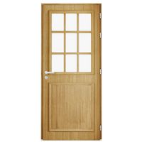 Porte d'entrée ANNE-PERRINE Chêne 9 carreaux avec barillet-Lapeyre