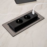 Bloc prise rectangulaire push rotatif 2 prises + USB - Cuisine