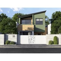 Portail coulissant Aluminium Pise décor feuille sur mesure-Lapeyre