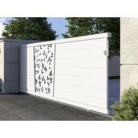 Portail coulissant Aluminium Pise décor feuille sur mesure-Lapeyre