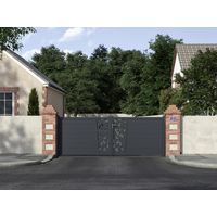 Portail battant Aluminium Pise décor feuille-Lapeyre