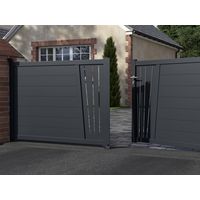 Portail battant Aluminium Pise décor feuille-Lapeyre