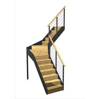 Escalier Esteban bois-métal quart tournant intermédiaire avec rampe Epure tubes | Lapeyre
