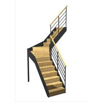 Escalier Esteban 1/4 t. inter Chêne Fera bois Vernis inc. h.274 R.180 Droite Main Image