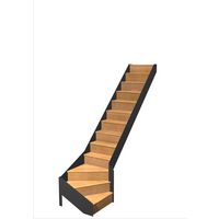 Escalier Esteban 1/4 t. bas Hêtre S/Rampe h.274 R.284 Droite Main Image