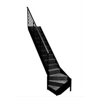 Escalier Esteban 1/4 t. bas Hêtre Fera bois Gris anth. h.286 R.284 Gauche Main Image