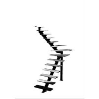 Escalier Elliot 1/4 t. inter Hêtre S/Rampe Noir h.274 R.176 Gauche Main Image