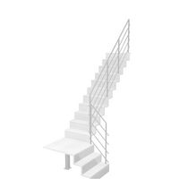 Escalier Jazz 1/4 t. palier Hêtre Fera Blanc h.273 R.300 Droite Main Image