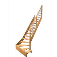 Escalier Aria 1/4 t. bas déb. Hêtre Rég. TI Vernis inc. h.274 R.280 Droite Main Image