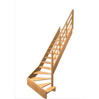 Escalier Aria 1/4 t. bas déb. Hêtre Eden Vernis inc. h.274 R.280 Droite Main Image