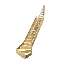 Escalier Faubourg 1/4 t. bas Sapin Rég. TP Vernis inc. h.274 R.280 Droite Main Image
