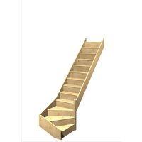 Escalier Faubourg 1/4 t. bas Sapin S/Rampe Vernis inc. h.274 R.280 Droite Main Image