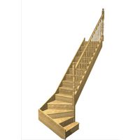 Escalier Faubourg 1/4 t. bas déb. Chêne Antique Vernis inc. h.274 R.280 Droite Main Image