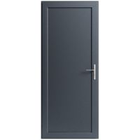 Porte  de service en aluminium AUXANNE Gris avec  barillet et poignée -Lapeyre
