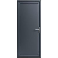 Porte  de service en aluminium AUXANNE Gris avec  barillet et poignée -Lapeyre