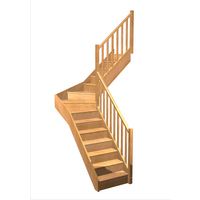 Escalier Faubourg 1/4 t. inter Hêtre Moulure Vernis inc. h.274 R.176 Droite Main Image