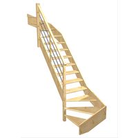 Escalier Aria 2/4 t. haut et bas Sapin Rég. TI  h.274 R.85 Gauche Main Image