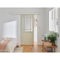 Porte coulissante Ron chêne plaqué 9 carreaux - Usinage pour serrure | Lapeyre