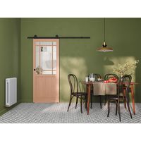 Porte coulissante Ron chêne plaqué 9 carreaux - Usinage pour serrure | Lapeyre