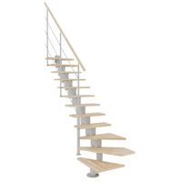 Echelle LONDON QT bas gauche grise 12 marches hêtre incolore, avec rampe métal Main Image