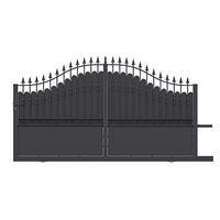 Portail coulissant DOMMARTIN plein acier antico noir H.152/206 x l.350 droite Main Image