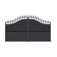 Portail battant DOMMARTIN plein acier antico noir RAL 9005 H.151/204x350 Main Image