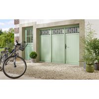Porte de garage Louveciennes pliante bois exotique sans grille - Extérieur