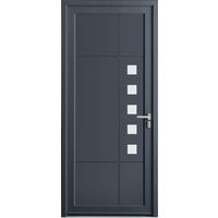 Porte d'entrée PVC ** AUBIN Gris 7016/Blanc 9016+barillet 40x40- H.215 x l.90 G Main Image