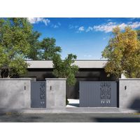 "Portail coulissant aluminium 178 cm décor monstera gris VICTORIN-Lapeyre"