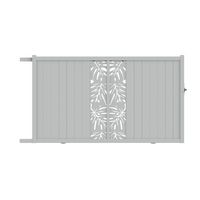"Portail coulissant aluminium 178 cm décor monstera blanc VICTORIN-Lapeyre"