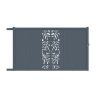 "Portail coulissant aluminium 178 cm décor monstera gris VICTORIN-Lapeyre"