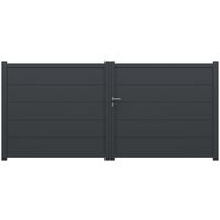 Portail battant FERRARE aluminium H.160 x l.350 gris anthracite RAL 7016 Main Image