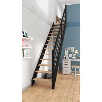 Escalier quart tournant bas hêtre LUDO bicolore avec rampe -  Lapeyre