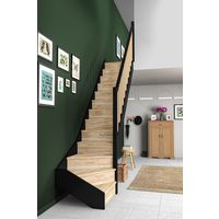 Escalier droit hêtre UNO bicolore avec rampe -  Lapeyre