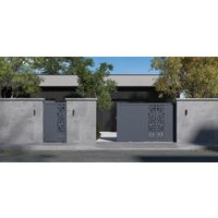 "Portail coulissant aluminium 178 cm décor monstera gris VICTORIN-Lapeyre"