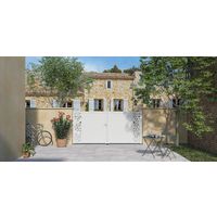"Portail battant aluminium ANDRIA décor monstera sur mesure-Lapeyre"