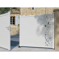 "Portail battant aluminium ANDRIA décor monstera sur mesure-Lapeyre"