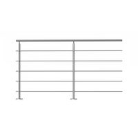 Pack 2m balustrade aluminium PRESTIO fixation à plat gris clair RAL 9006 sablé Main Image