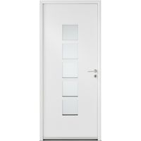 Porte d'entrée ** Alu LOISON Blanc 9016 satiné+ Barillet+ Poignée -H.215 x l.90G Main Image