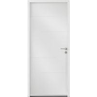 Porte d'entrée ** Alu LORRY Blanc 9016 satiné + Barillet +Poignée -H.215 x l.90G Main Image