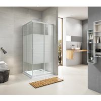 Porte de douche DAN accès d'angle carré coulissant 2 parties - Porte de douche - Lapeyre